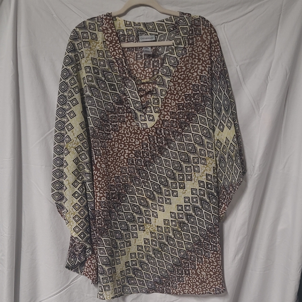 Catherines Black and Brown Geometric Tunic